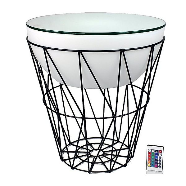 Arnusa Couchtisch LED Beistelltisch beleuchtet rund Korbtisch Metall 50x56 günstig online kaufen