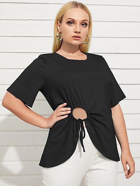 YOINS Plus Größe Kordelzug Cut Out Tie-up Design Half Sleeves T-Shirt günstig online kaufen