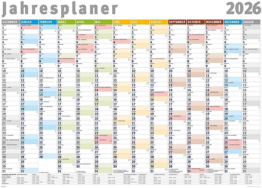 Poster Jahresplaner 2026 - Wandplaner Kalender - Giant XXL Poster - Grösse günstig online kaufen