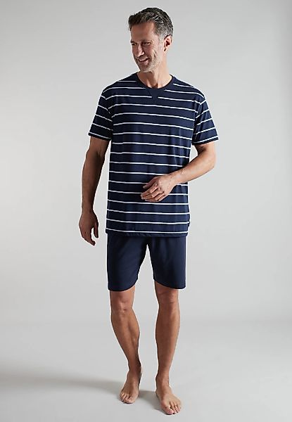 bugatti Shorty Kurzarm, Rundhalsausschnitt, kurze Hose, gestreift, Baumwoll günstig online kaufen