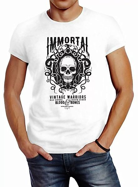 Neverless Print-Shirt Herren T-Shirt Totenkopf Immortal Skull Vintage Warri günstig online kaufen