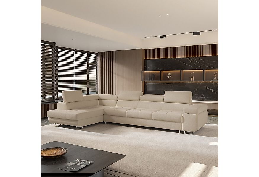 Masseno Ecksofa VICENTE mit Schlaffunktion L-Form, Sofa mit Bettkasten günstig online kaufen