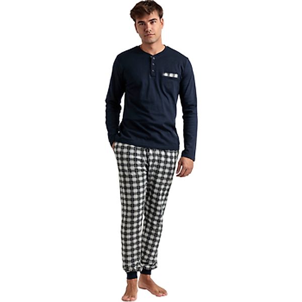 Admas  Pyjamas/ Nachthemden Pyjama Outfit Hose Polo Langarm Classic Checks günstig online kaufen