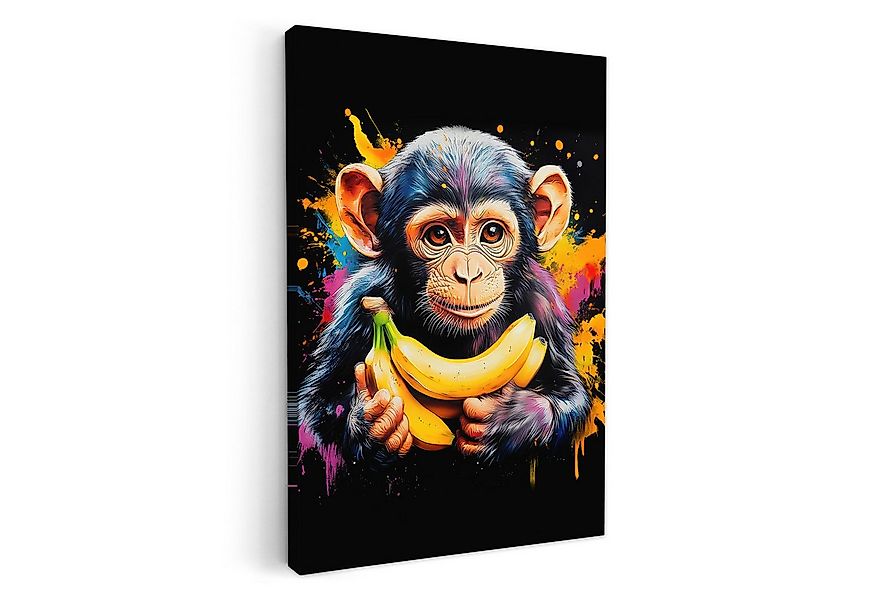 OneMillionCanvasses® Leinwandbild Affe - Graffiti - Farbenfroh - Bananen - günstig online kaufen