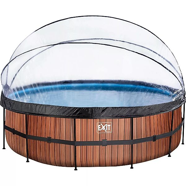 EXIT Wood Pool Braun ø 488 x 122 cm m. Sandfilterpumpe, Abdeckung u. Wärmep günstig online kaufen