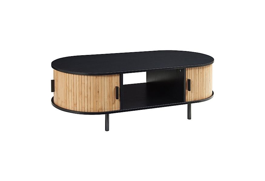 en.casa Couchtisch, »Tvedestrand« mit 2 Türen Metallbeine 120x55x40 cm Schw günstig online kaufen