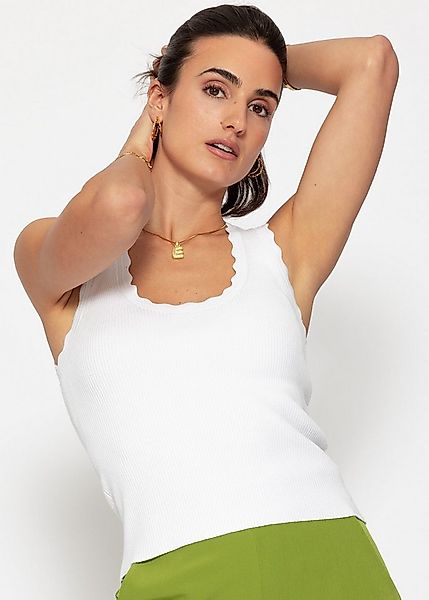 SASSYCLASSY T-Shirt Tank Top mit Bogenkante für Damen Rippstrick Top mit br günstig online kaufen