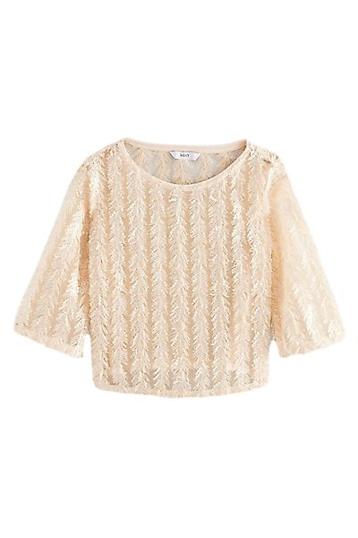 Next Paillettenshirt Transparentes Top mit 3/4-Ärmeln günstig online kaufen