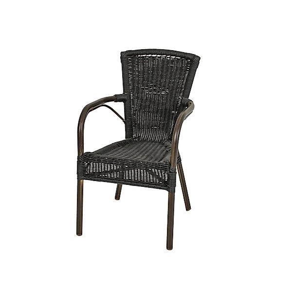 Garden Pleasure Stapelstuhl Julian Aluminium mit Armlehnen Schwarz günstig online kaufen