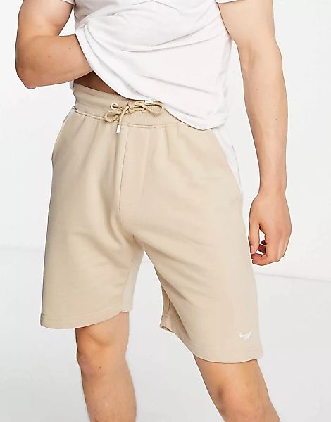 Threadbare – Jersey-Shorts in Stein mit kontrastierendem Einsatz-Neutral günstig online kaufen