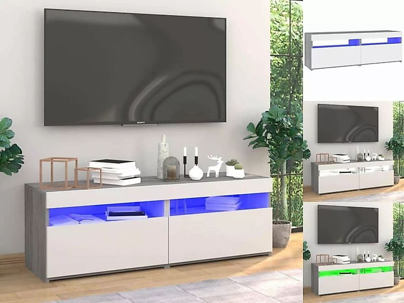 vidaXL TV-Schrank TV-Schränke 2 Stk mit LED-Leuchten Grau Sonoma 60x35x40 c günstig online kaufen