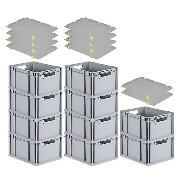 PROREGAL SparSet 10x Eurobox NextGen Grip mit Auflagedeckel mit 4 Gelben Sc günstig online kaufen