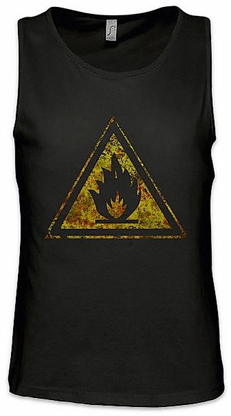 Urban Backwoods Tanktop Caution Flammable Vintage Logo Sign Ärmelloses T-Sh günstig online kaufen
