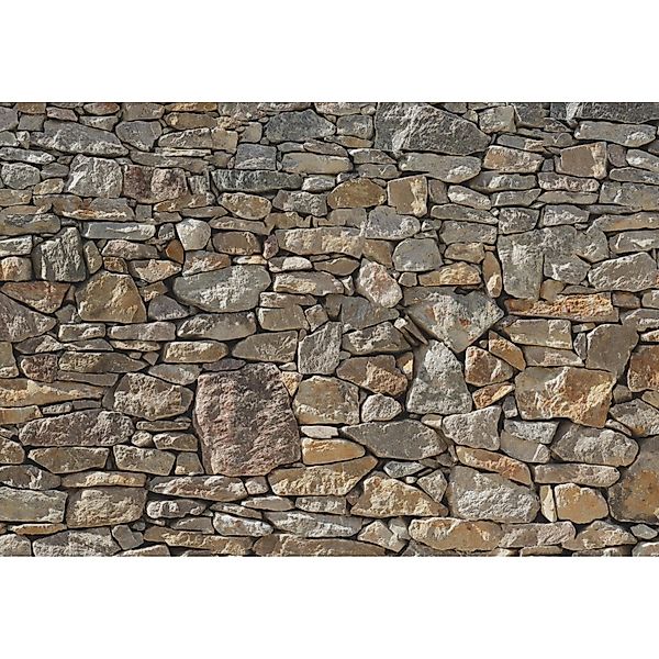 Komar Fototapete Stone Wall Grau und Beige 368 x 254 cm 610999 günstig online kaufen