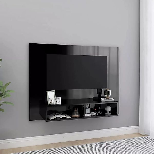 Tv-wandschrank Hochglanz-schwarz 120x23,5x90 Cm Spanplatte günstig online kaufen