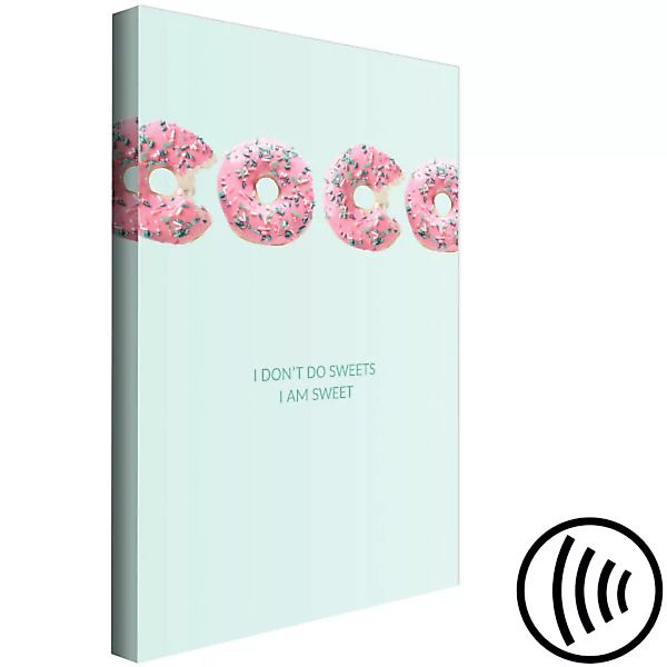 Leinwandbild Grüne Beschriftung auf englisch - abstrakter Text aus Donuts X günstig online kaufen