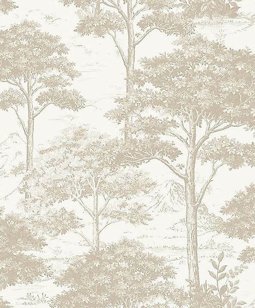 Grandeco Tapete Vliestapete Bäume Wald Motiv Natur Floral Blätter Creme Bei günstig online kaufen