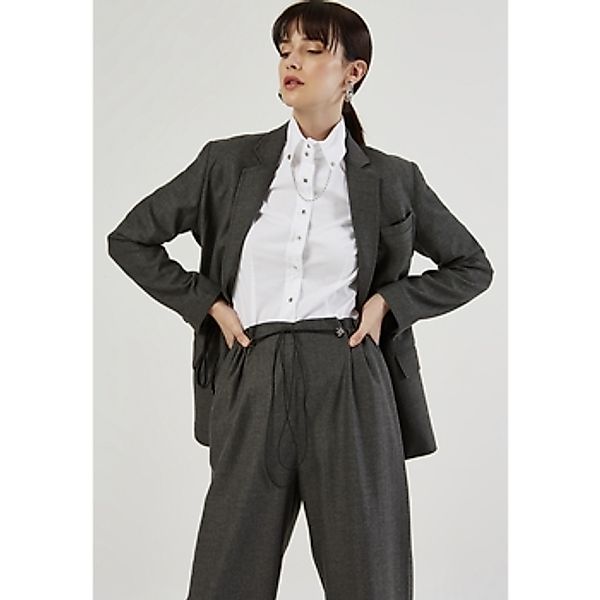 Just Like You  Jacken Gray Herringbone Contrast Fabric Paded-Shoulder Women günstig online kaufen