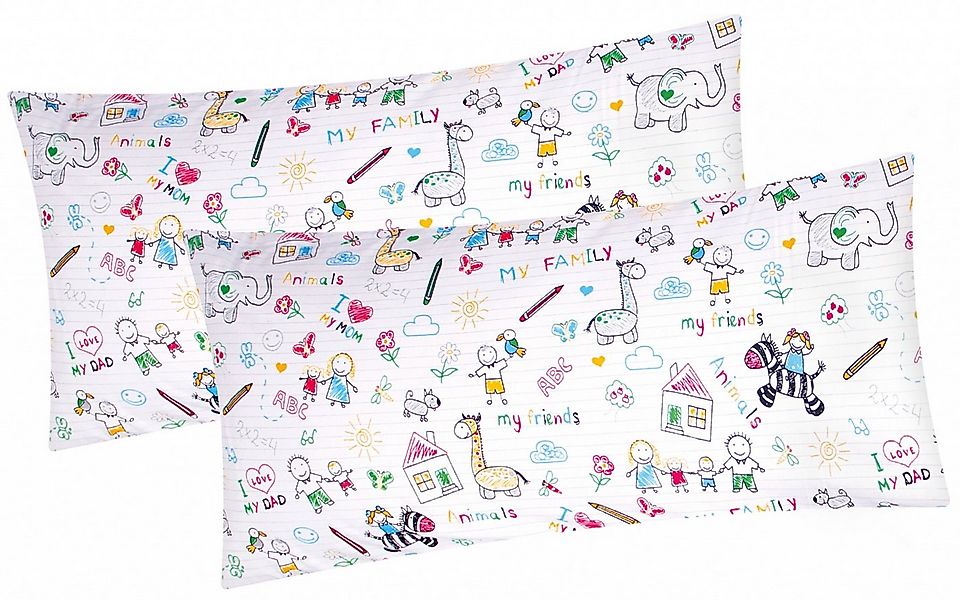 Heubergshop Kissenbezug, (2 Stück), 2er Set 40x80cm Familie Tiere gemalt Ki günstig online kaufen