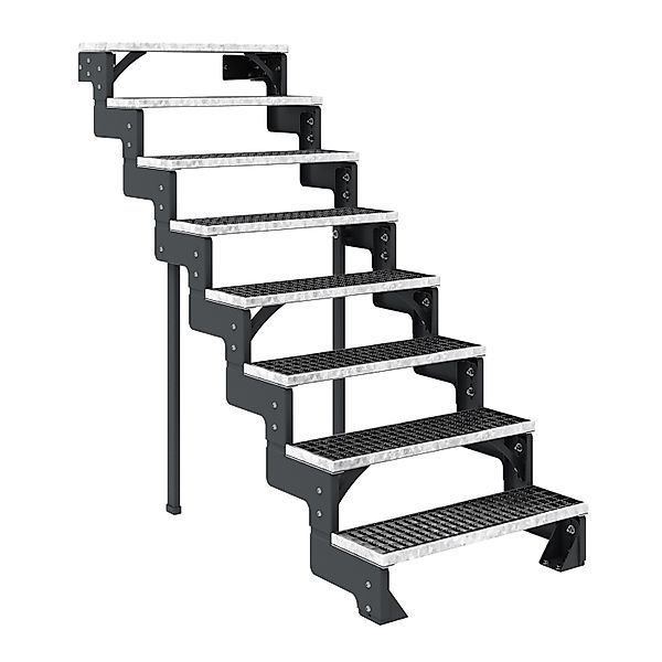 Dolle Außentreppe Gardentop Anthrazit 8 Gitterroststufe 80 cm Ohne Geländer günstig online kaufen