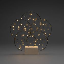 LED-Dekoleuchte 5 kleine Ringe, mit Holzfuß günstig online kaufen