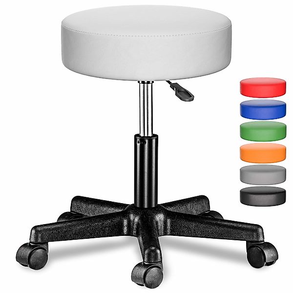 Rollhocker mit Rollen Kunstleder 2er-Set Weiß 360° drehbar günstig online kaufen
