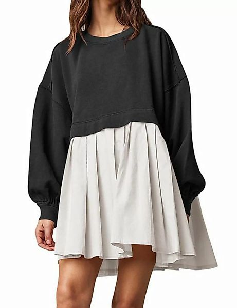 KIKI A-Linien-Kleid Damen Kleid Pullover Rundhals Langarm Loose Sweatkleid günstig online kaufen