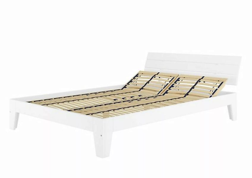 ERST-HOLZ Bett Doppelbett modern weiß Kiefer Massivholz 160x200, Kieferwasc günstig online kaufen