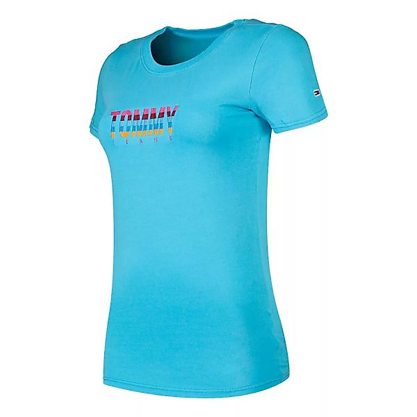 Tommy Jeans Multi Stripe Logo Kurzärmeliges T-shirt S Fresh Aqua günstig online kaufen