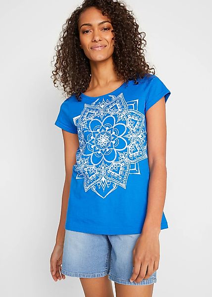 bonprix T-Shirt gerade Passform, Kurzarm, mit dekorativem Druck, aus Baumwo günstig online kaufen
