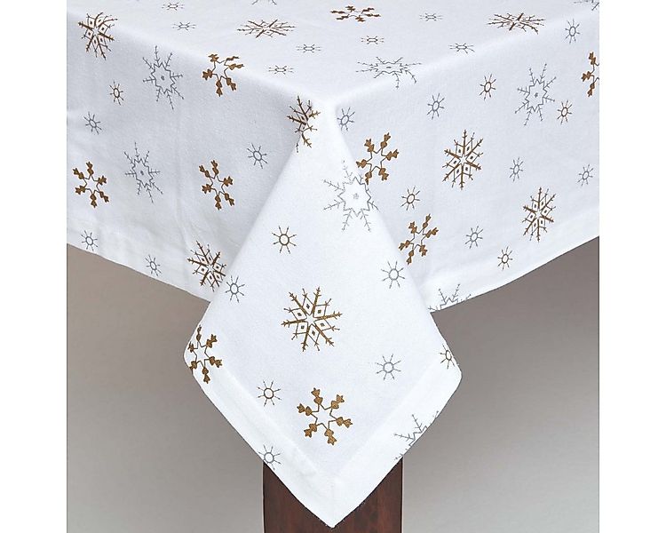 Homescapes Tischdecke Baumwoll-Tischdecke mit Schneeflocken-Muster, 137 x 1 günstig online kaufen