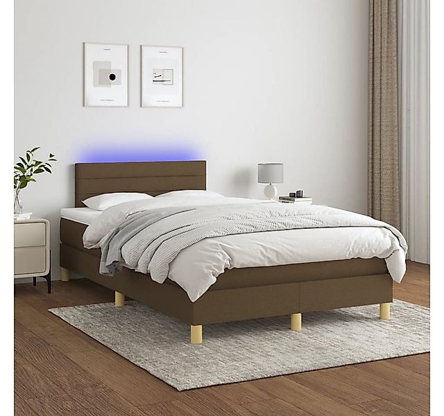 vidaXL Boxspringbett Boxspringbett mit Matratze LED Dunkelbraun 120x200 cm günstig online kaufen