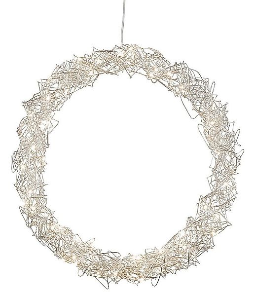 Spetebo Dekokranz LED Metallkranz zum Hängen Ø 30 cm - silber, Deko Kranz z günstig online kaufen