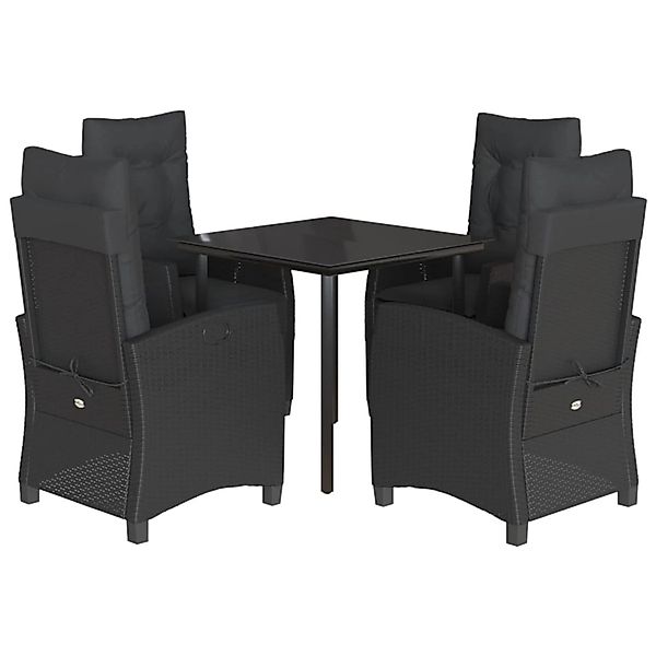 vidaXL 5-Tlg Garten-Essgruppe mit Kissen Schwarz Poly Rattan 3212754 günstig online kaufen