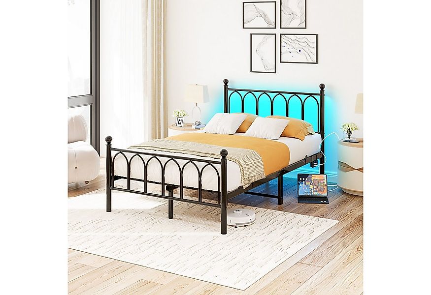 HOMERECOMMEND Metallbett Minimalistischer Bettrahmen mit komfortablem Kopft günstig online kaufen