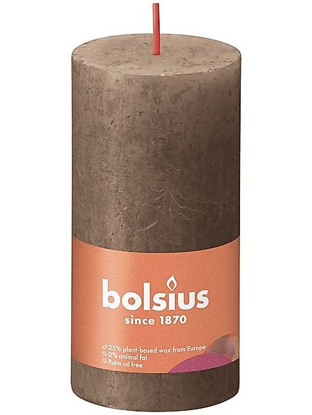 Bolsius Stumpenkerze Bolsius Rustik Stumpenkerze wildleder braun, Höhe: günstig online kaufen