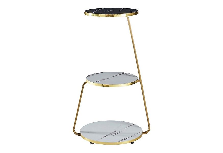 en.casa Beistelltisch, »Sipoo« Sofatisch mit 3 Ebenen 74x46x37cm Marmor Wei günstig online kaufen