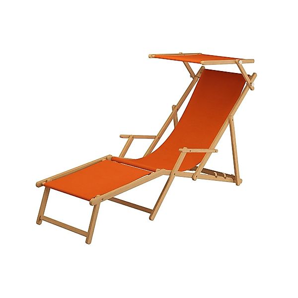 Erst-Holz Holz-Liegestuhl Strand-Liege Stofffarbe Terracotta 10-300 Fußteil günstig online kaufen