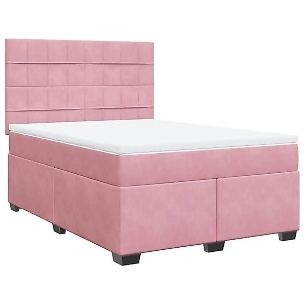 vidaXL Boxspringbett mit Matratze Rosa 140x190 cm Samt 3290911 günstig online kaufen
