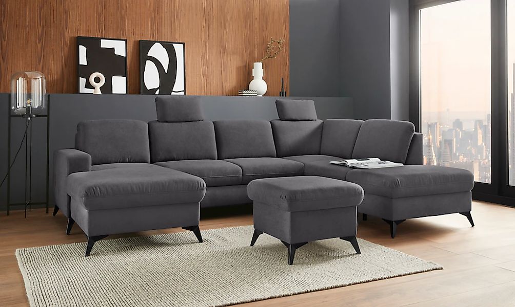 Home affaire Wohnlandschaft "Lolland U-Form" Wahlweise mit Bettfunktion und günstig online kaufen