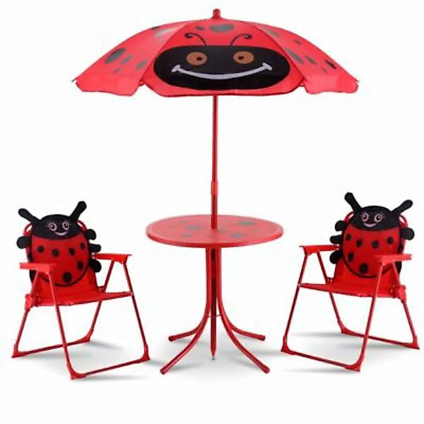 COSTWAY® Sitzgruppe Kinder mit Sonnenschirm Marienkäfer-Muster rot günstig online kaufen