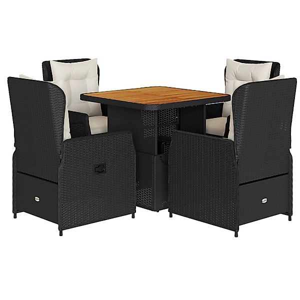 vidaXL 5-Tlg Garten-Essgruppe mit Kissen Schwarz Poly Rattan 3262766 günstig online kaufen