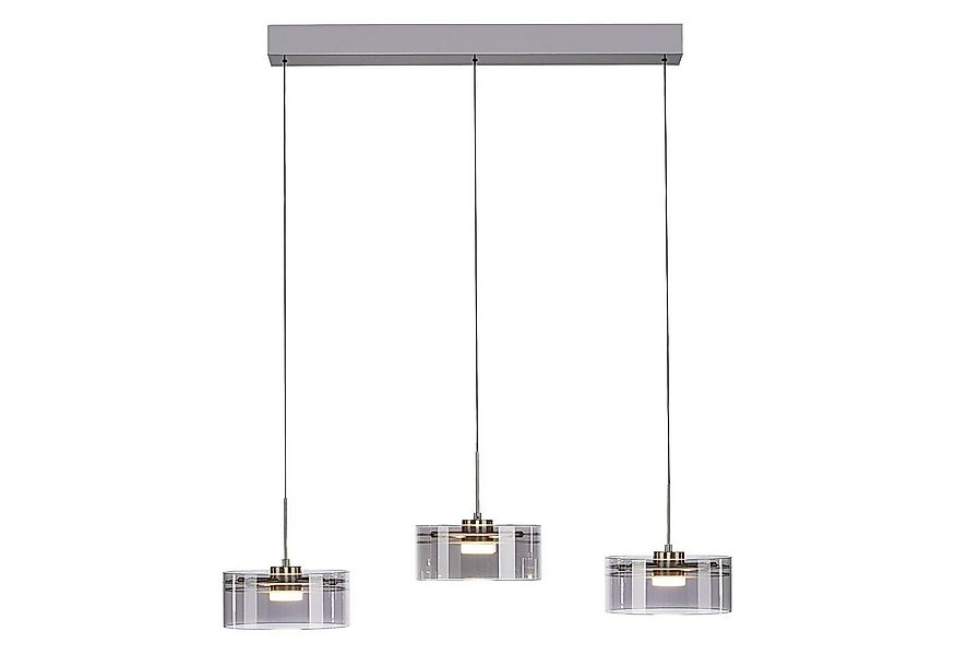 MONDO LED Pendelleuchte KARENA, 3-flammig, Rauchfarben, Stahlgrau, Metall, günstig online kaufen