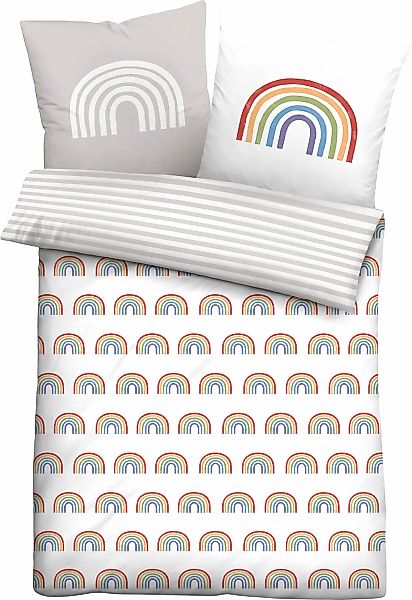 Biberna Kinderbettwäsche "Fabio" 2 Stk. tlg. mit tollem Regenbogen günstig online kaufen
