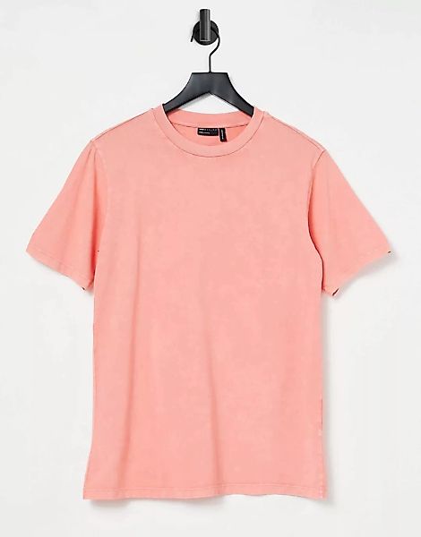 ASOS DESIGN – Oversize T-Shirt in verwaschenem Korallenrot-Rosa günstig online kaufen