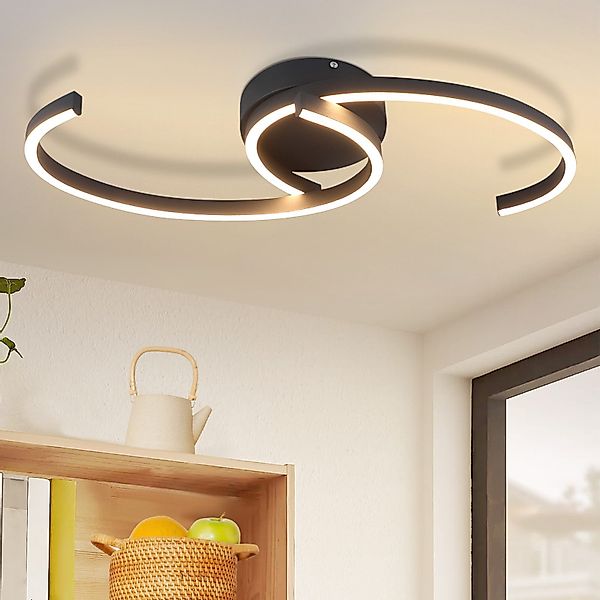 Nettlife LED Deckenleuchte Wohnzimmer 2-Ringen Schwarz/Weiß günstig online kaufen