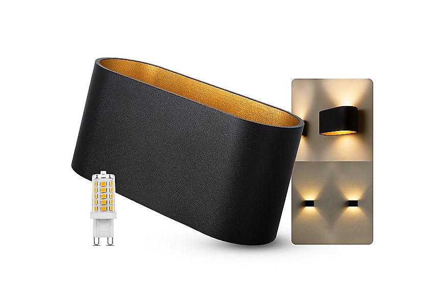 SSC-LUXon LED Wandleuchte JOBERO Wandlampe schwarz Up & Down 3W LED G9 Lich günstig online kaufen