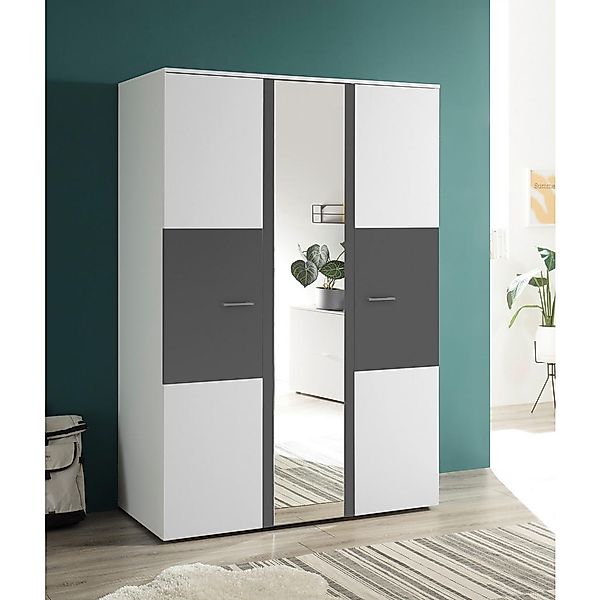 Kleiderschrank Alex weiß Graphit B/H/T: ca. 135x195x60 cm günstig online kaufen