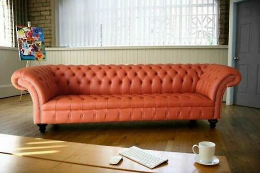 JVmoebel Chesterfield-Sofa, Chesterfield Orange Couch Sofa Polster 4 Sitzer günstig online kaufen