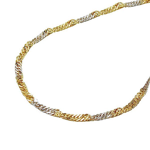 SIGO Kette, 50cm, Singapur bicolor, Gold 375 günstig online kaufen